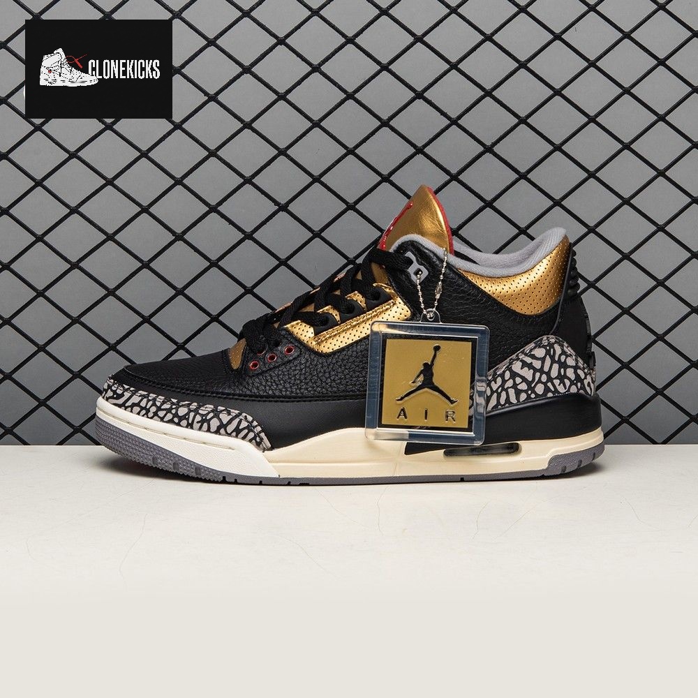 Air Jordan 3 Black Gold Men's - Image 4