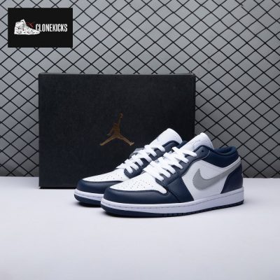 Jordan 1 Low Wolf Grey Midnight Navy 553558-141 Unisex