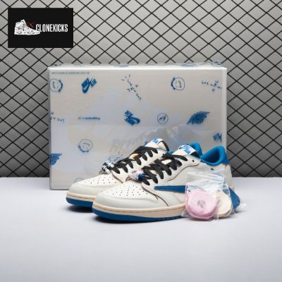 Jordan 1 Retro Low OG SP Fragment x Travis Scott Sail Military Blue DM7866-104 Unisex