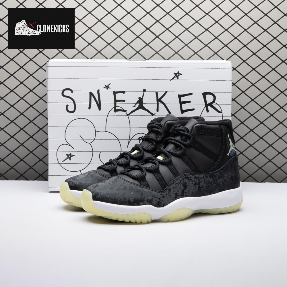Jordan 11 Retro Black Barely Volt IB1378-001 Unisex