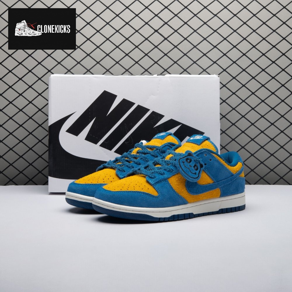 Nike Dunk Low SE Panda-Monium Court Blue Yellow Ochre Suede IH7648-700 Unisex