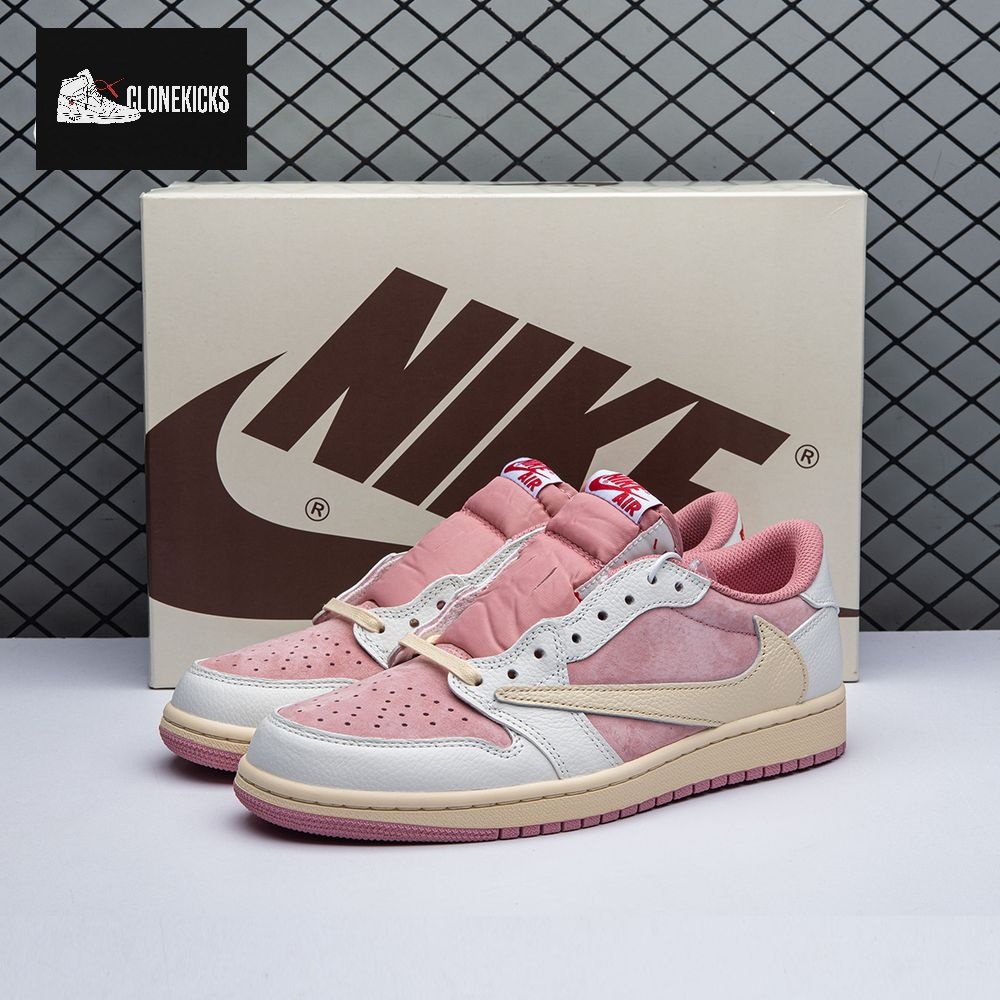 Travis Scott x Air Jordan 1 Low OG Pink Beige Red DM7866-600 Unisex